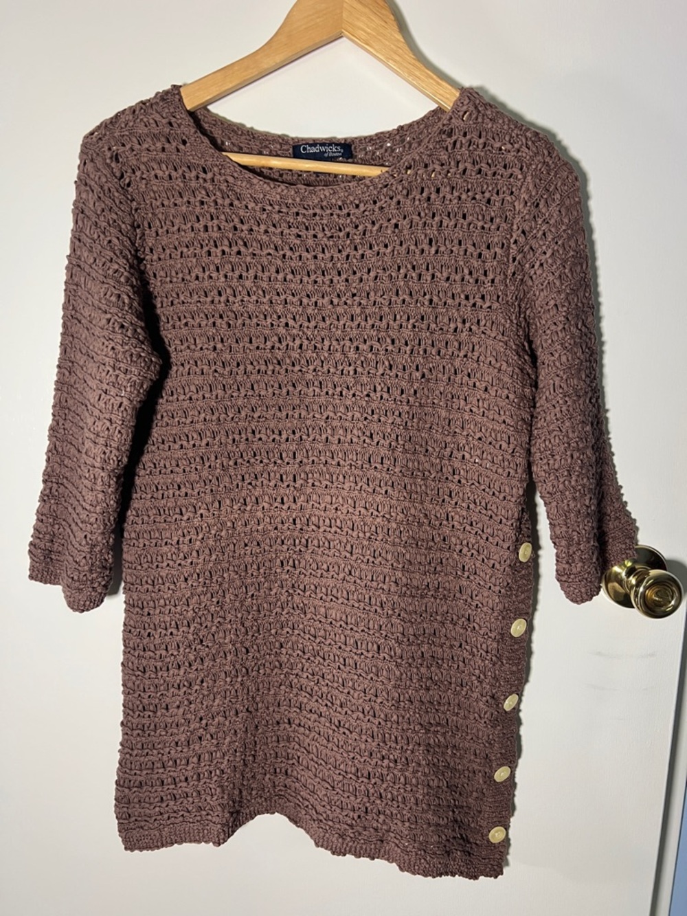 Chadwicks Crochet Knit Tunic with Side Button Accents size Small